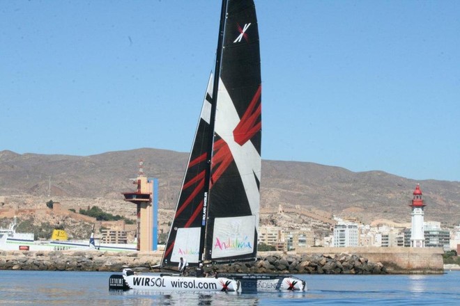 Team Extreme training on day 0  - Act 8, Almeria, Extreme Sailing Series 2011 © Junta de Andalucía
